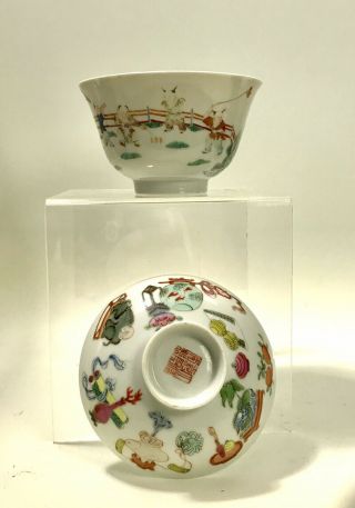 Signed Antique Chinese Porcelain Bowl And Saucer Hand Painted