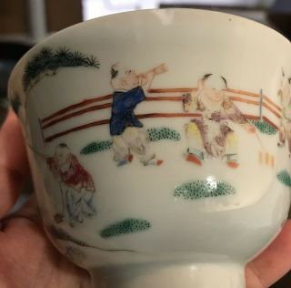 SIGNED Antique Chinese porcelain bowl and saucer hand painted 2