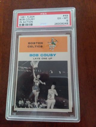 1961 Fleer Bob Cousy In Action.  Psa 6.  Investor Card