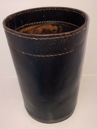 Adnet Aubock Hermes Vintage Brown Leather Bin Waste Paper Basket