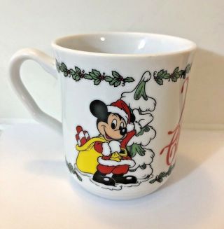 Disneyland Merry Christmas Santa Mickey Mouse Coffee Mug Cup Vintage Japan