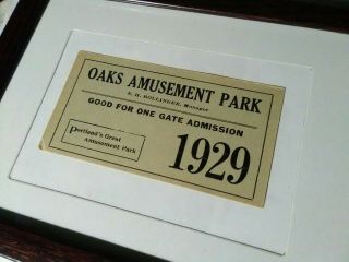 Rare 1929 Vintage Oaks Amusement Park Ticket Portland Or Oregon