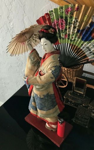 Late Edo/early Meiji 14 " Stunning Geisha Gofun Hi Sheen Silk Kimono