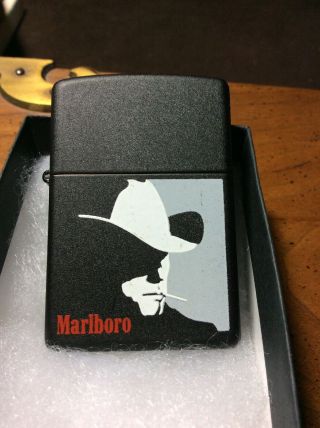 Vintage Zippo Black Matte Marlboro Man Lighter No Box