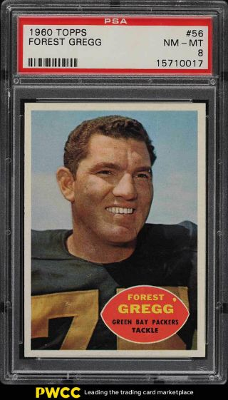 1960 Topps Football Forest Gregg Rookie Rc 56 Psa 8 Nm - Mt