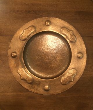 Mission,  Arts & Crafts Era Hammered Copper Platter.  Dirk Van Erp ? Antique Detail 2