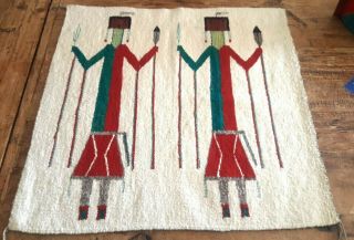 Antique Navajo Rug Blanket Native American Indian Yei Weaving Tapestry 1930