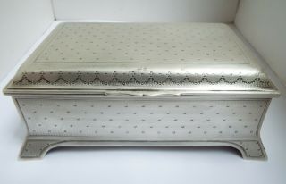 FABULOUS LARGE V HEAVY ENGLISH ANTIQUE 1910 SOLID SILVER CIGARETTE BOX SOLID LID 3
