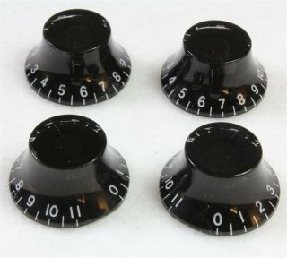 4 - Pack Black Bell Knobs 0 - 11 Vintage Style Embossed Numbers For Gibson Usa Model