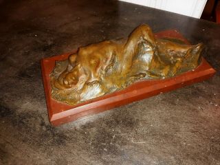 Art Nouveau Antique Bronze Sculpture Female Nude Signed