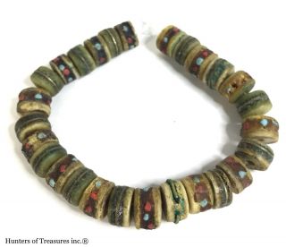 27 Vintage Old Tibetan Yak Bone W/ Inlay Mala Prayer Beads Tibet