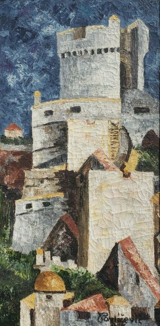 1972 Ante Pavlicevic Cubist Modernist Oil Painting Dubrovnik Minceta Croatia