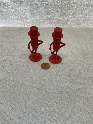 Set Of 2 Vintage Salt And Pepper Shakers Red Plastic Mr.  Peanut