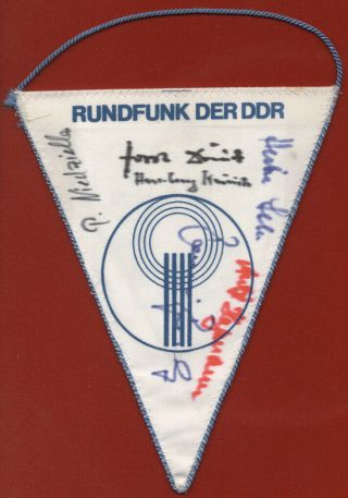 Vintage QSL pennant Radio Rundfunk der DDR Wimpel Signatures Unterschriften 2