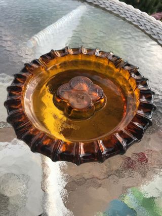Large Heavy Amber Glass Cigar Pipe Ashtray 1887 Liberty Bell Eagle Coin 5lbs 6oz