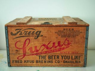 Rare Antique Pre Prohibition Krug Brewing Co Luxus Beer Crate - Omaha Nebraska
