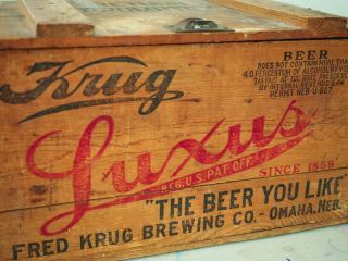 Rare Antique Pre Prohibition Krug Brewing Co Luxus Beer Crate - Omaha Nebraska 2