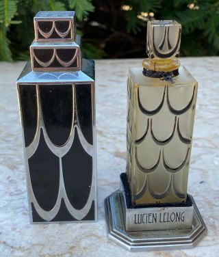 Antique R.  Lalique Skyscraper Flacon Perfume Bottle Lucien Lelong Art Deco 2