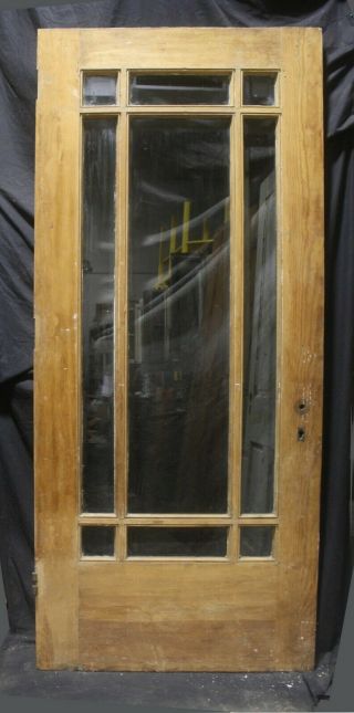 36 " X83 " Antique Vintage Old Wood Wooden Exterior Entry Door Window Beveled Glass