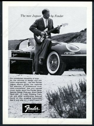 1962 Fender Jaguar Guitar & Amp Xke Car Photo Vintage Print Ad