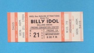1984 Vintage Concert Ticket - Billy Idol - Great Shape