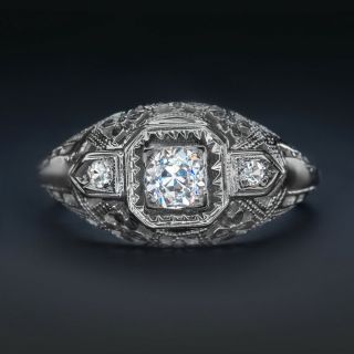 Antique G Si1 Diamond 18k Engagement Ring Cocktail Vintage Solitaire 1/3 Carat
