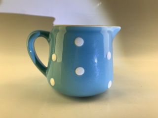 Diana Pottery Blue White Polka Dot Milk Jug Vintage 1960s Australian Ceramics