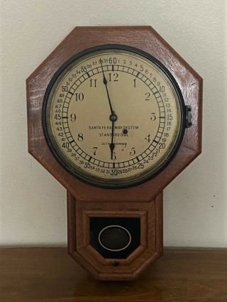Antique Seth Thomas Santa Fe Railway System Railroad Depot Train Station Clock