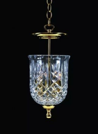 Authentic Waterford Crystal Brass Bell Jar Lantern Chandelier Colonial
