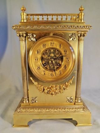 19c French Brass Gallery Clock " S.  Marti " Order.