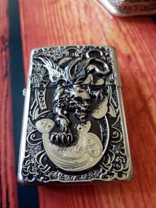 Silver Devil Dragon Zippo Needs Petrol Dated 13 Comes With 15 Zippo Insert