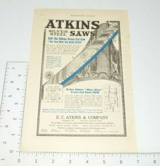 Atkins Silver Steel Saws Cross Cut Blue 1920s Advertising 1927 Vintage Print Ad