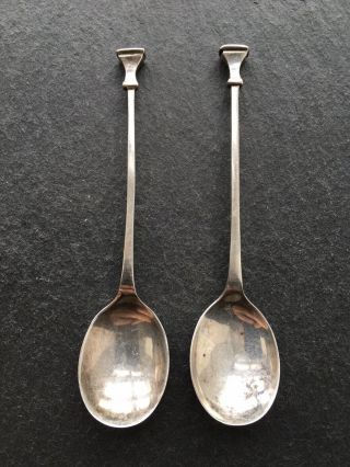 Vintage Solid Sterling Silver Art Deco Style Nail Top Teaspoon Two Spoon 3