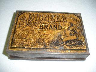 Pioneer Brand Golden Flake Cavendish Tobacco Tin 4 1/2 " Long 1 " Deep 3 " Wide