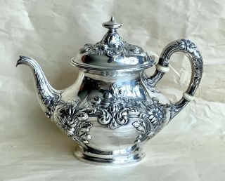 Gorham Marguerite Sterling Silver Repoussé Floral 1 7/8 Pint Teapot A6962