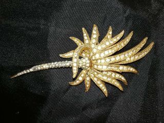 Vintage 1980s Brooch.  Fabulous Huge 4.  25 Inch Goldtone And Diamante Brooch