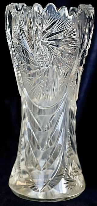 Vintage Retro Bohemia Hand Cut Crystal Vase 21 Cm High 1.  1kg Euc