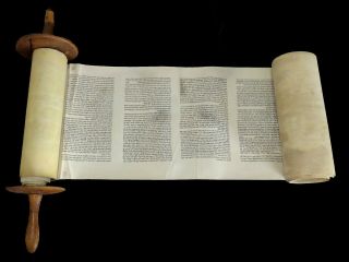 Rare Small Torah Bible Scroll Manuscript Parchment 150 - 200 Yrs Old From Europe