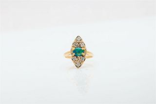 Antique 1950s $4000 1ct Natural Black Opal Diamond 14k Yellow Gold Ring