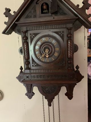 Antique 1880 - 1910 Cuckoo Clock Wooden Movement