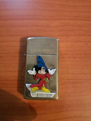 Zippo Lighter.  Brass Disney / Mickey Mouse Design.  Animation Interest.