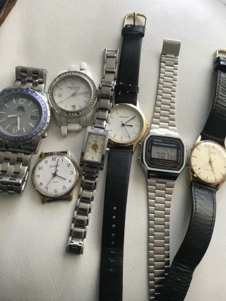 Joblot Of 7 Watches For Spares Or Repairs Inc Vintage Armani Roamer Casio Etc