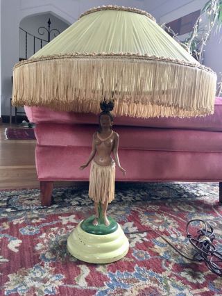 Antique Hawaii Hula Girl Lamp 1940 1950