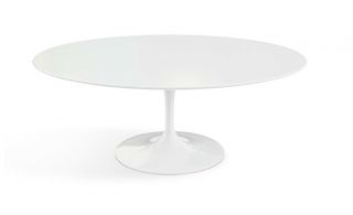 Knoll Saarinen Oval Coffee Table | White Base,  White Lam Satin Top