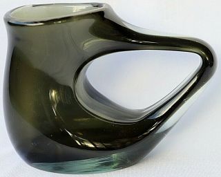 Vintage Retro Dark Green Art Glass Pitcher Water Jug 16cm W 300ml