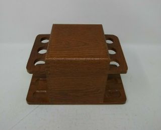 Vintage 6 Smoking Pipe Rack Stand Wooden Tobacco Humidor