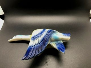 Vintage Hull Pottery Flying Mallard/duck/bird Wall Pocket Planter Blue