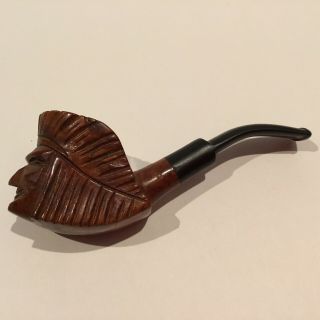 Briar Smoking Pipe Italian Hand Carved Indian Chief Native American Vintage 2