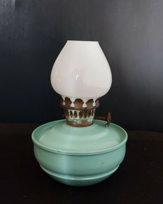 Vintage Kelly Nursery Oil Lamp,  Weighted Base,  Blue - Green
