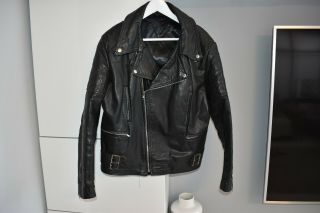 Vintage Leather Motorcycle Jacket Size 40 42 " Motorbike Cafe Racer Biker